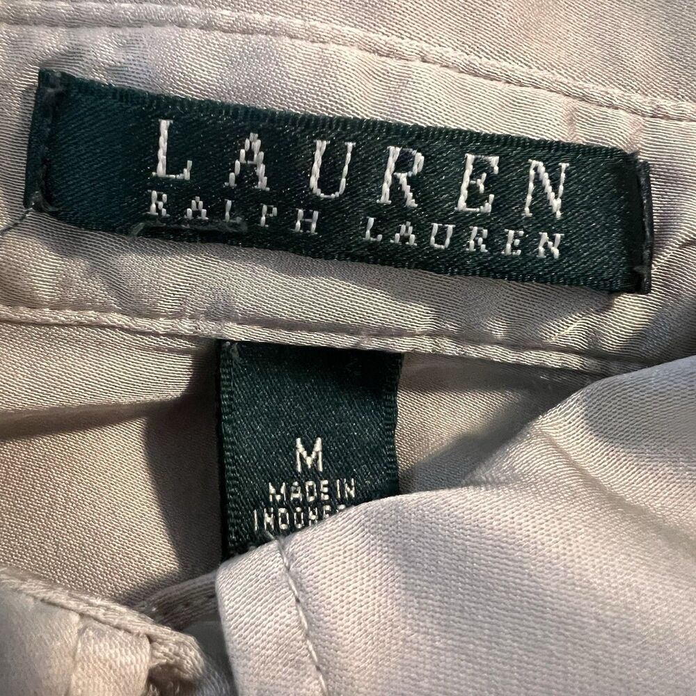 Lauren Ralph Lauren Women’s Button Up Top Medium Satin - Picture 3 of 5